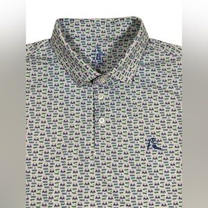 Rhoback Men’s 3XL Performance Polo Shirt Golf Cart Gator Print Stretch Athletic